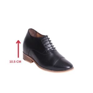 Black premium plain oxford shoes with a hidden heel