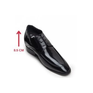 Black patent oxfords with a hidden heel