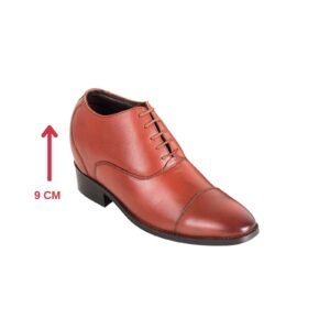 Brick red genuine leather formal shoes with a hidden heel