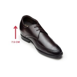 Dark brown leather semi brogue shoe with a hidden heel