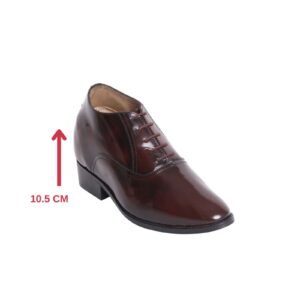 Red wine oxford shoes for men with a hidden heel