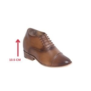 Tan premium plain oxford shoes with a hidden heel