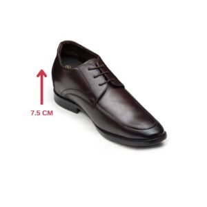 Dark brown toe cap leather oxford formal shoe with a hidden heel