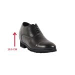 Black genuine leather formal shoes with a hidden heel