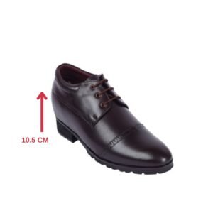 Dark brown leather oxford shoes with a hidden heel