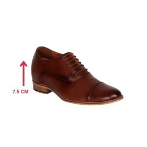 Tan leather oxford shoes with a hidden heel